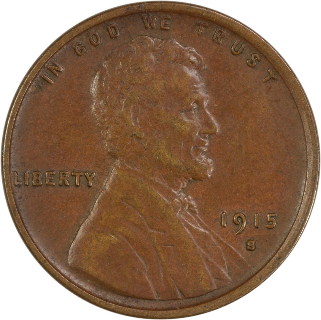 1915-S Lincoln Wheat Cent Choice EF Uncertified Copper Coin (1 of 2)