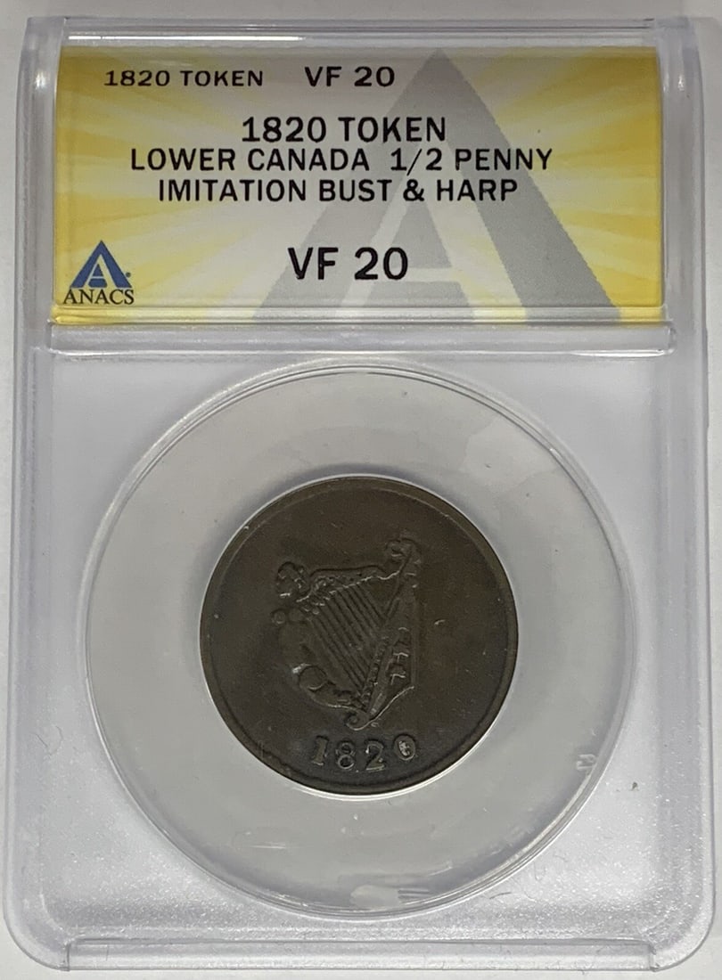 1820 Lower Canada Half Penny Token ANACS VF 20 Copper Coin (1 of 2)