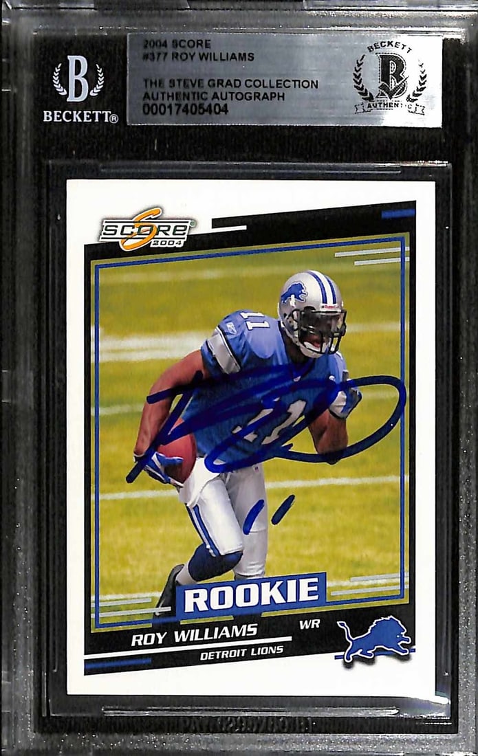 Roy Williams 2004 Score #377 Signed Football Card Beckett Authenticated (1 of 1)