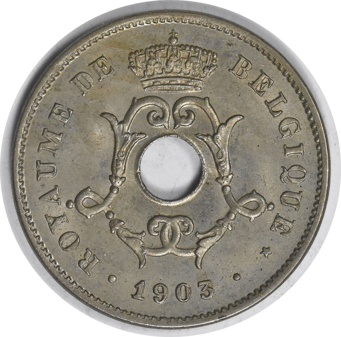 1903 Belgium 10 Centimes KM52 Uncertified Nickel Coin (1 of 2)