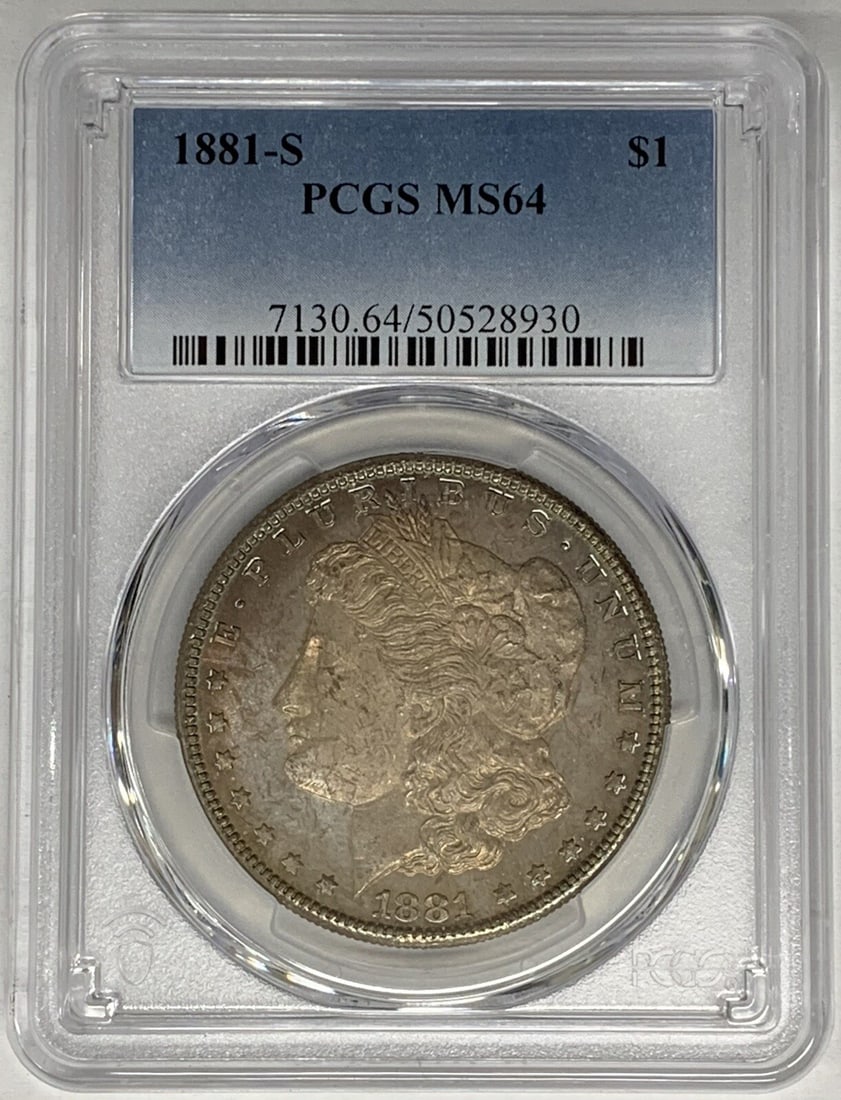 1881-S Morgan Silver Dollar Toned PCGS MS 64 Uncirculated (1 of 2)