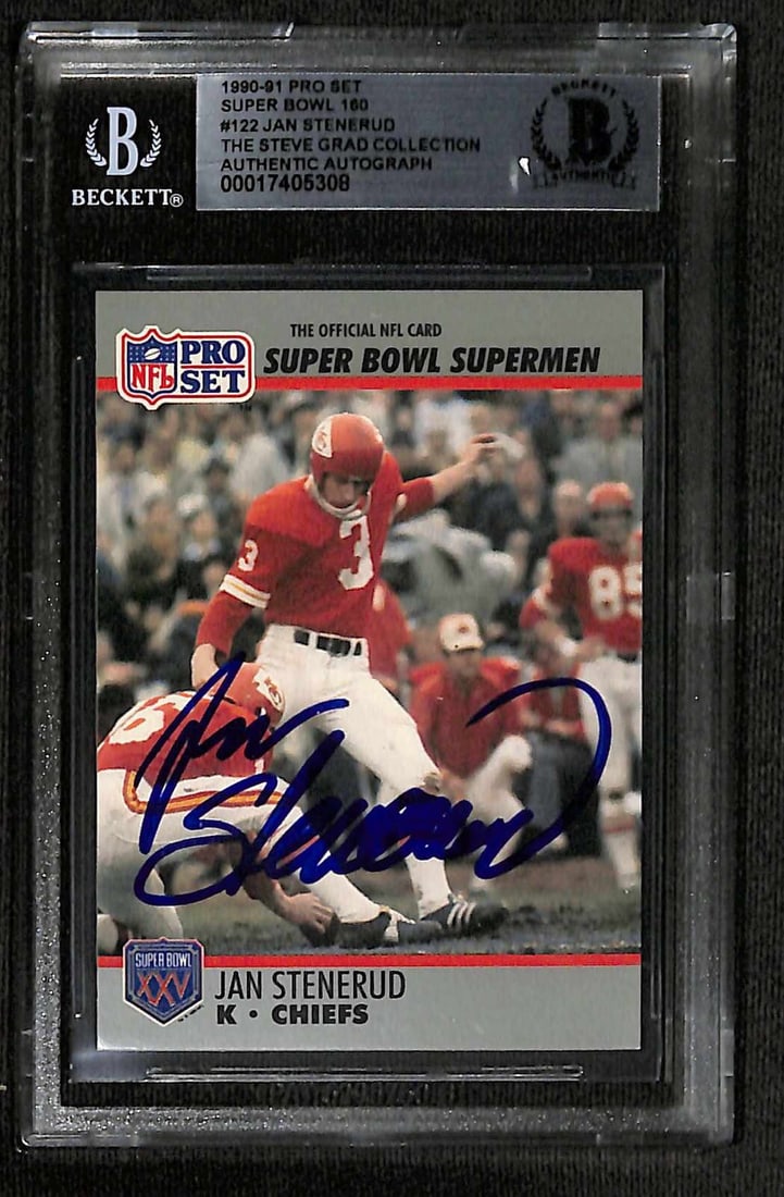 Jan Stenerud Signed 1990-91 Pro Set Super Bowl 160 Card Beckett Authenticated (1 of 1)