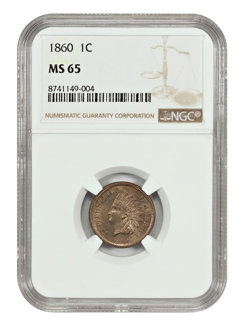 1860 Indian Cent NGC MS65 Copper-Nickel Coin (1 of 4)