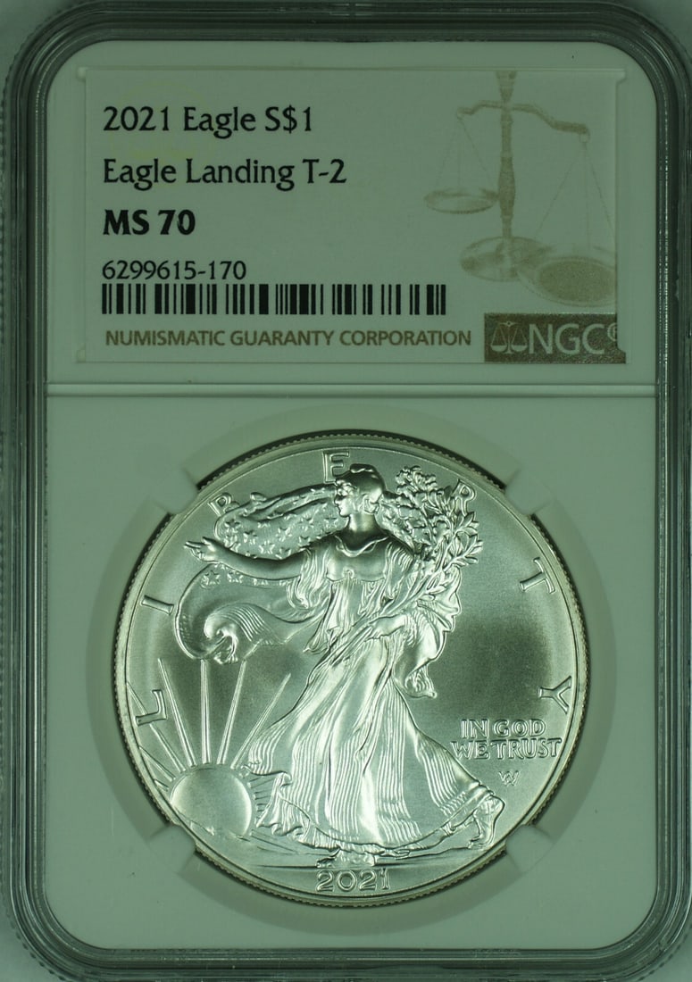 2021 NGC MS 70 Type-2 American Silver Eagle Coin (1 of 2)