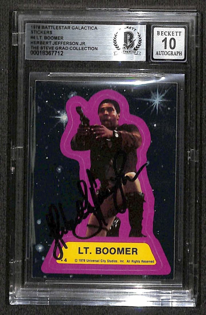 Herbert Jefferson Jr Signed 1978 Battlestar Galactica Sticker Beckett 10 (1 of 1)