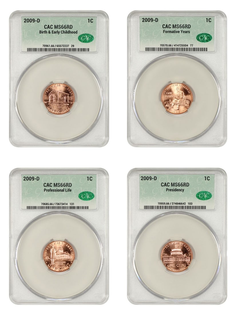 2009-D Lincoln Cent Set of 4 CACG MS66RD Coins (1 of 4)