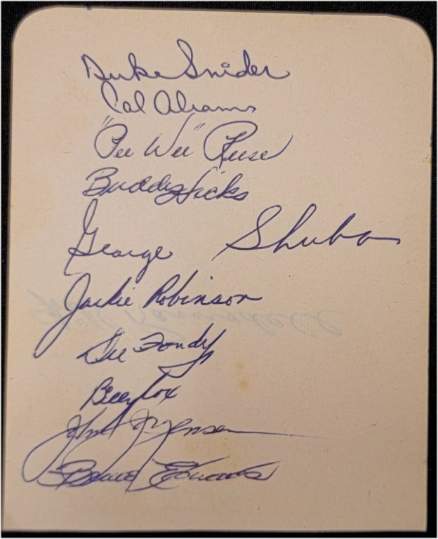 Jackie Robinson Pee Wee Reese Autographed Index Card 1940s Dodgers JSA (1 of 3)