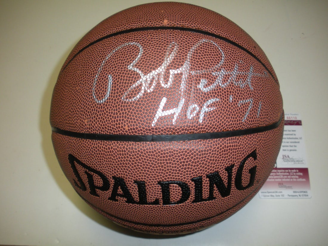 Bob Pettit Signed St Louis Hawks Basketball JSA COA HOF 1971 (1 of 2)