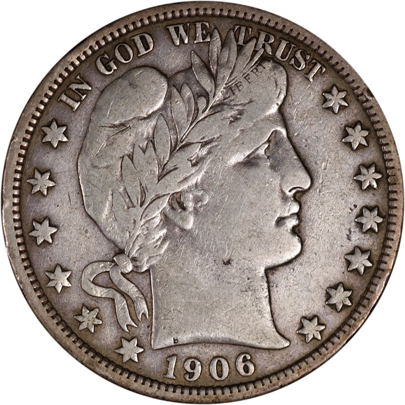 1906-D Barber Half Dollar Silver Coin Circulated Denver Mint (1 of 2)