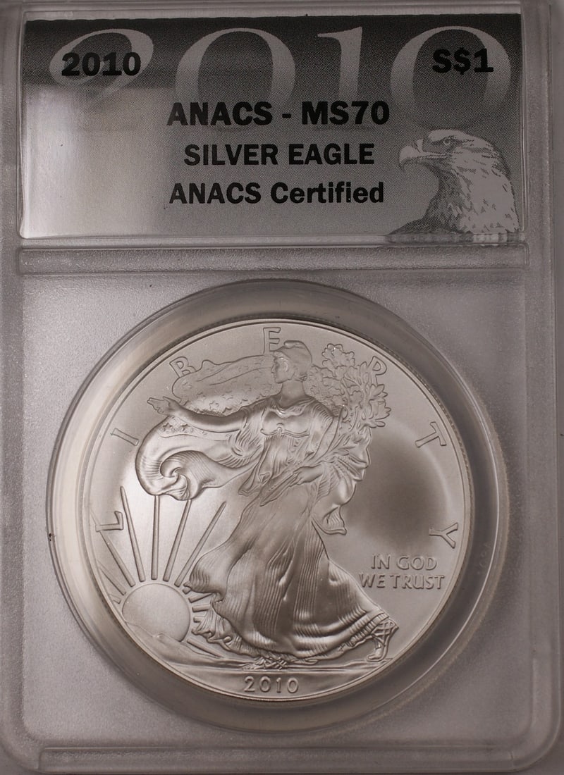 2010 American Silver Eagle Dollar Coin ANACS MS-70 Uncirculated (1 of 2)