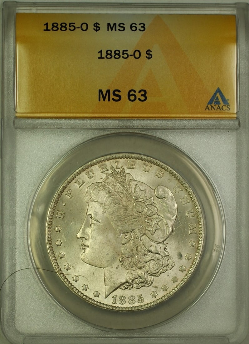 1885-O Morgan Silver Dollar ANACS MS-63 Uncirculated Coin (1 of 2)