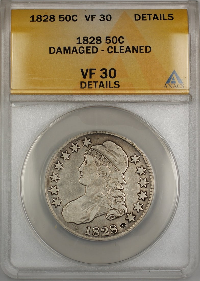 1828 Capped Bust Silver Half Dollar Coin ANACS VF-30 Details (1 of 1)
