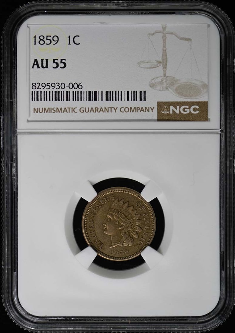 1859 NGC AU55 Copper-Nickel Indian Cent Philadelphia Mint (1 of 4)