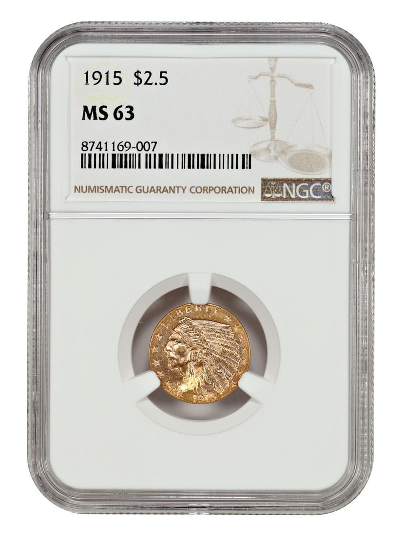 1915 Indian $2.50 Gold Coin NGC MS63 Philadelphia Mint (1 of 4)