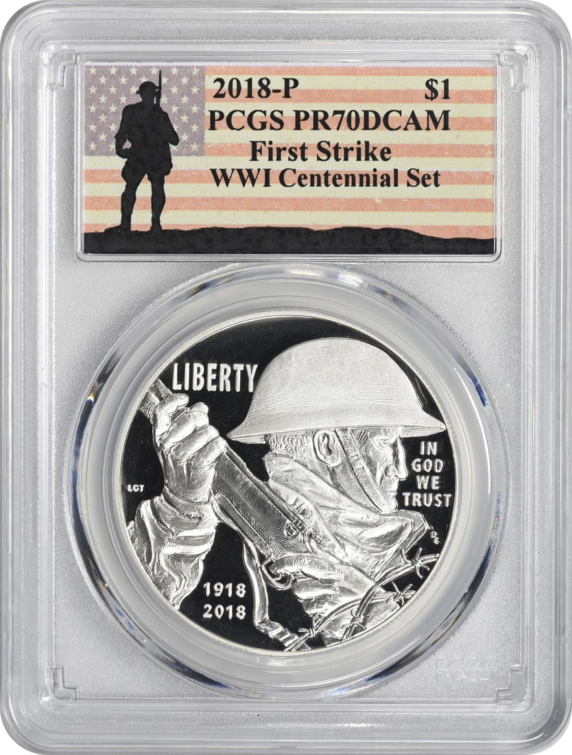 2018-P WWI Centennial Silver Commemorative Dollar PR70DCAM PCGS (1 of 2)