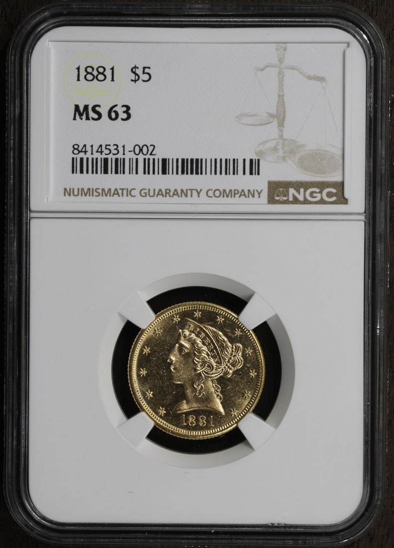 1881 NGC MS63 Liberty Head Gold Half Eagle $5 Prooflike (1 of 4)