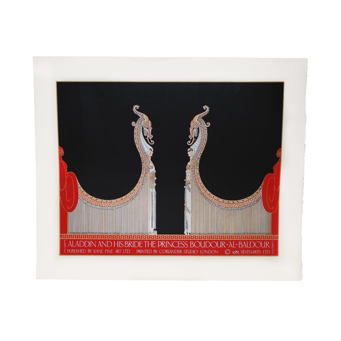 Erte Aladdin & His Bride Lithograph Art Deco Print 37.5 x 31 (1 of 3)