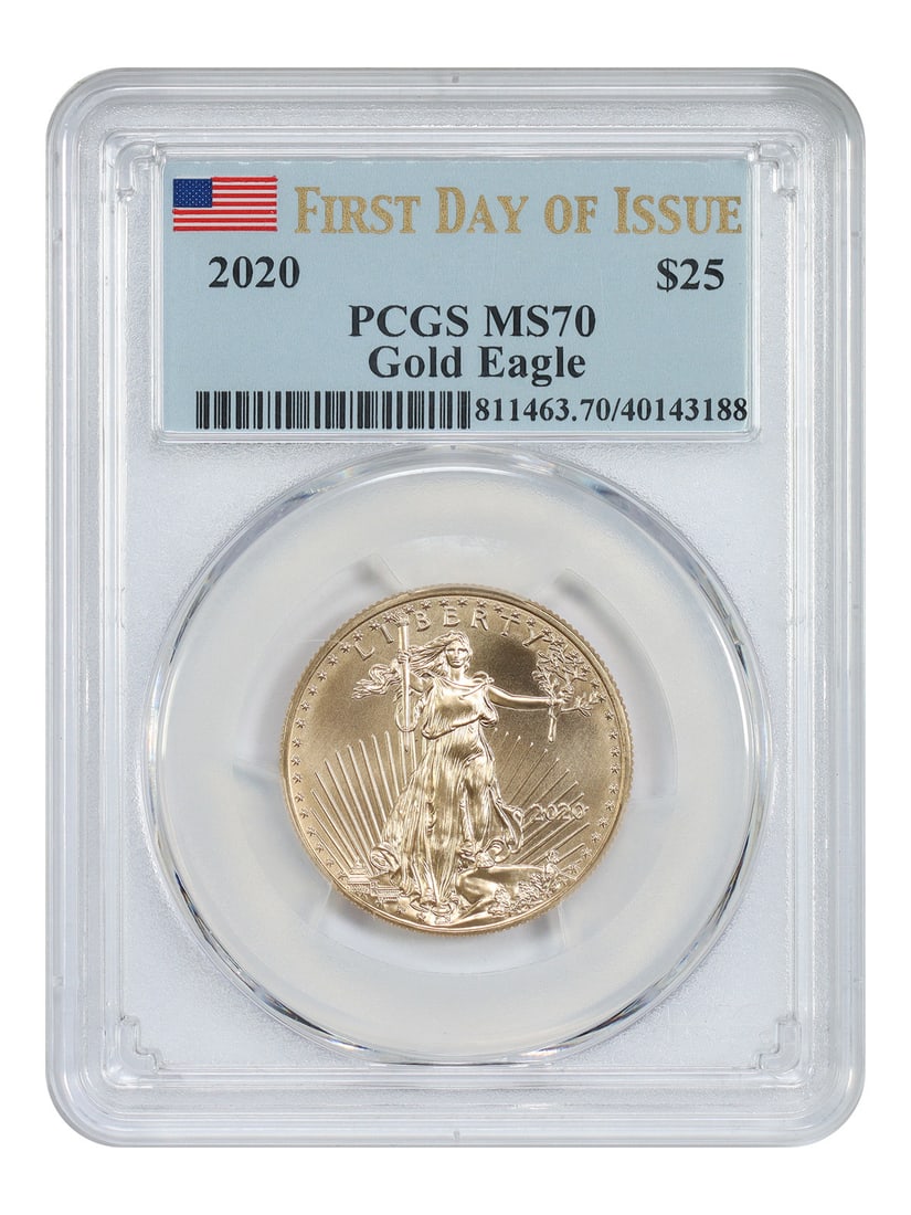 2020 $25 American Gold Eagle PCGS MS70 First Day Issue 1/2 oz Coin (1 of 4)