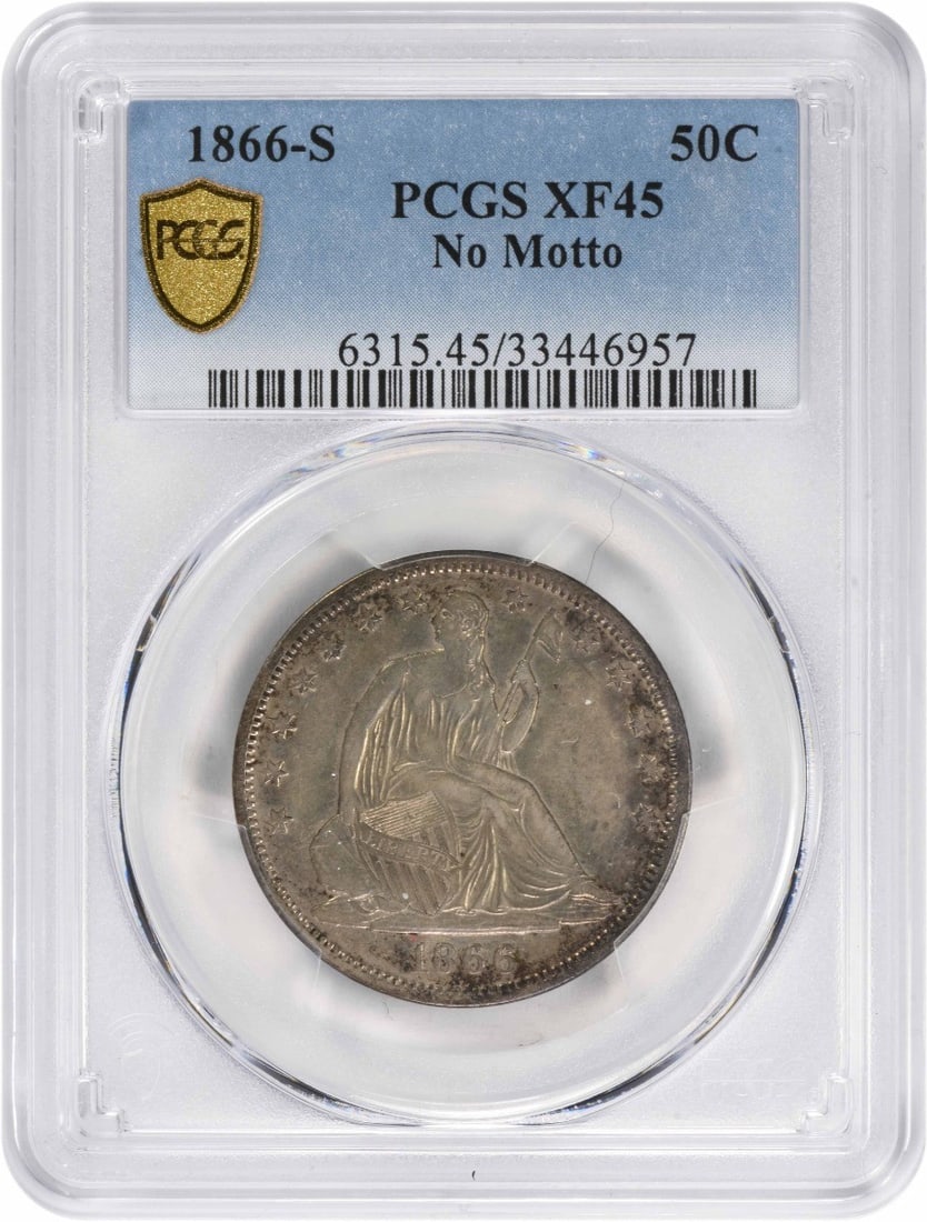1866-S Liberty Seated Half Dollar 50C Certified PCGS EF45 Rare Silver Coin (1 of 4)