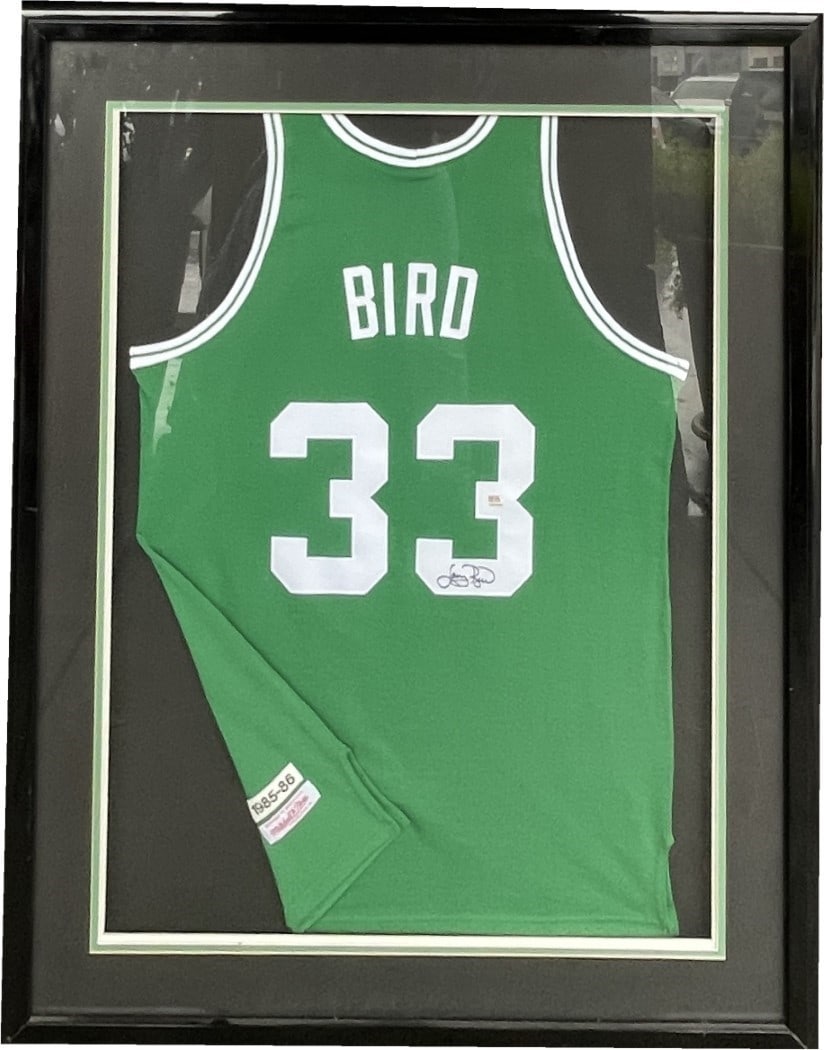 Larry Bird Autographed 85-86 Celtics Jersey Framed PSA Certified (1 of 3)