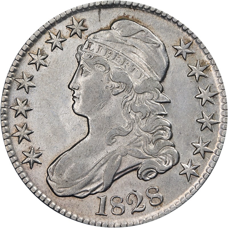 1828 Capped Bust Half Dollar Curl Base No Knob 2 XF AU Details (1 of 2)
