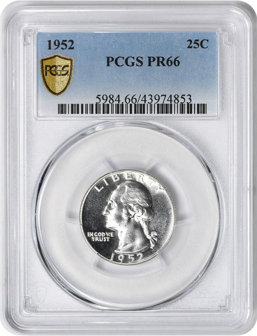 1952 Washington Quarter PR66 PCGS 90% Silver John Flanagan Design (1 of 2)