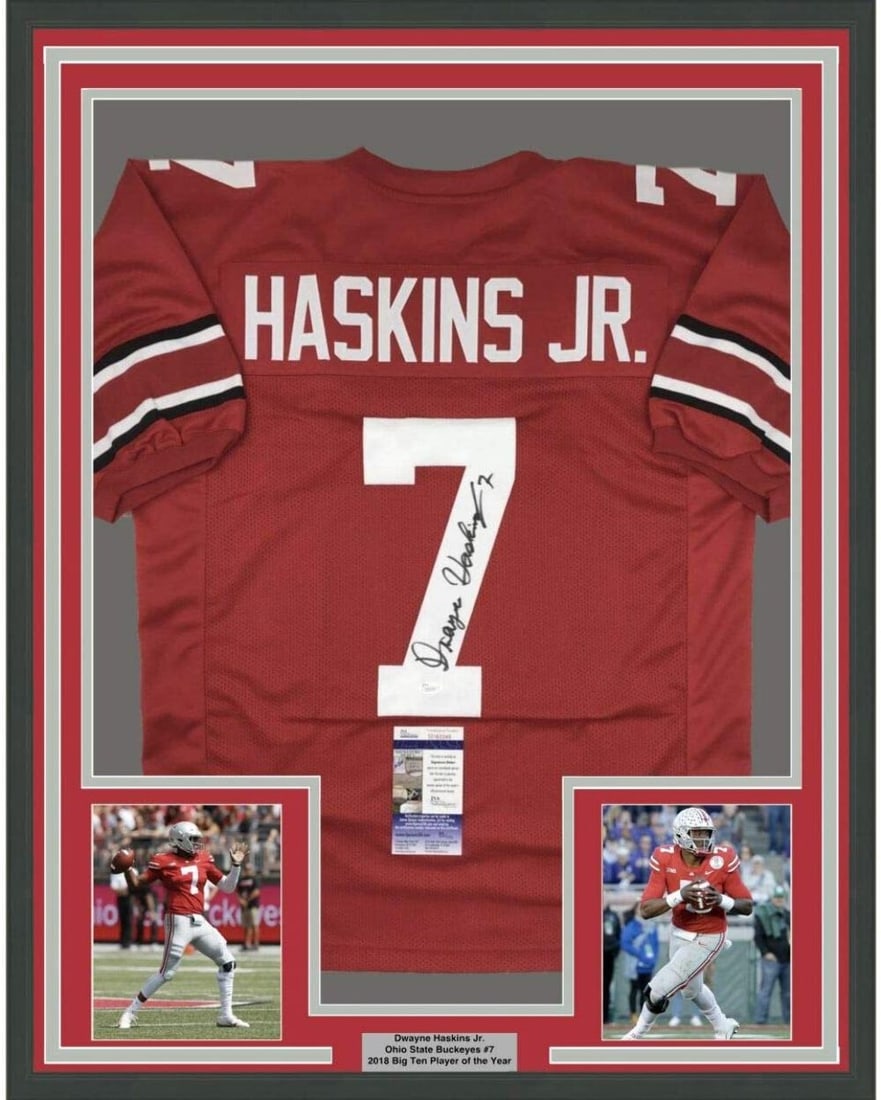 Framed Dwayne Haskins Jr. Signed Ohio State Jersey with JSA COA (1 of 2)