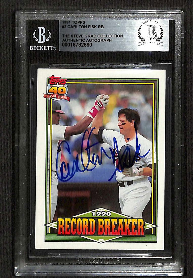 Carlton Fisk Signed 1991 Topps #3 Card Beckett Authenticated (1 of 1)