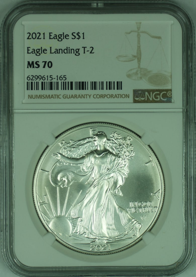 2021 American Silver Eagle Type-2 NGC MS 70 Brown Label Coin (1 of 2)