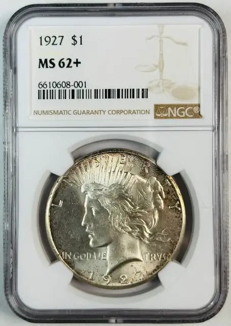 1927 NGC MS62+ Peace Silver Dollar Uncirculated (1 of 2)