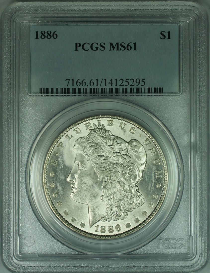 1886 Morgan Silver Dollar Coin PCGS MS61 Uncirculated Silver (1 of 2)