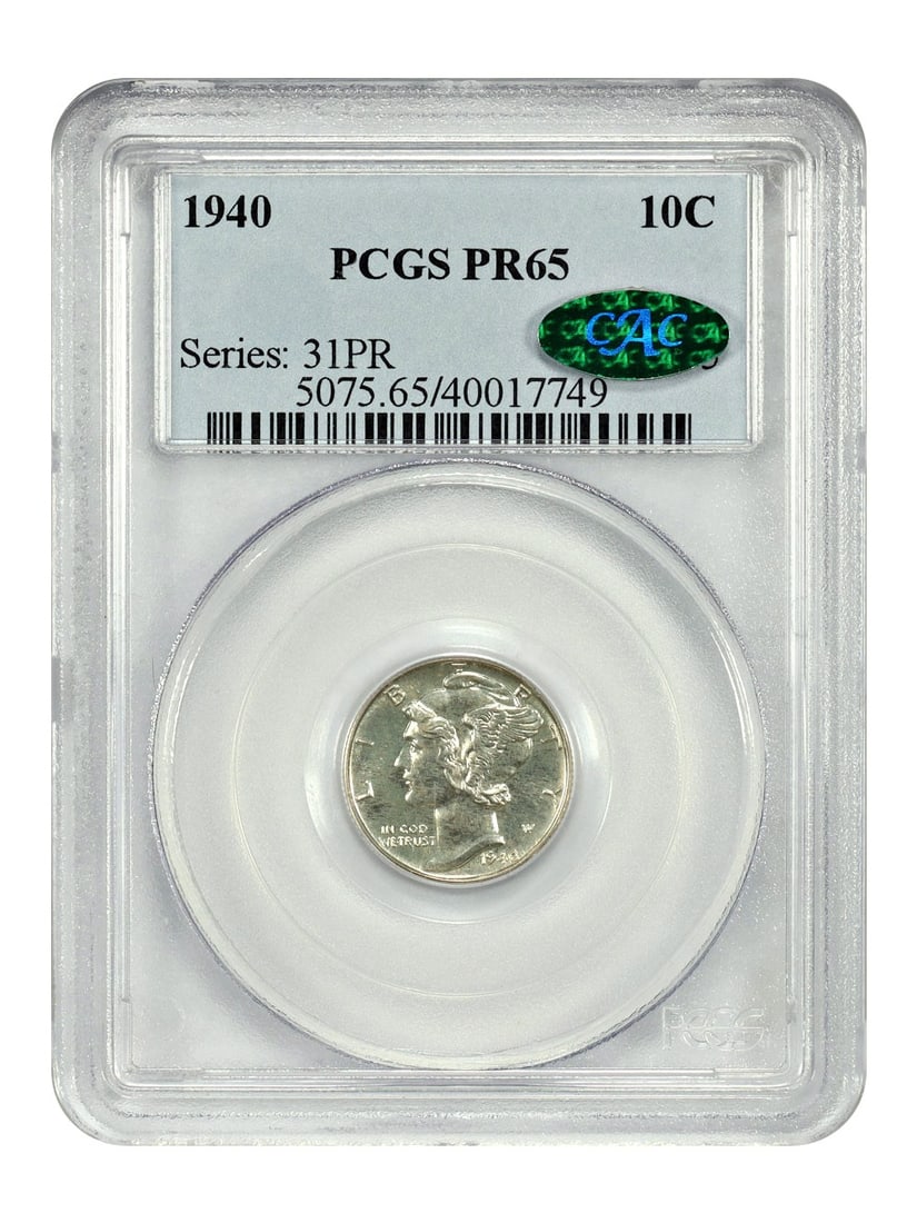 1940 Proof Mercury Dime 10C PCGS CAC PR65 Certified (1 of 6)