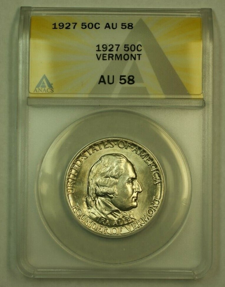 1927 Vermont Commemorative Silver Half Dollar ANACS AU-58 (1 of 2)