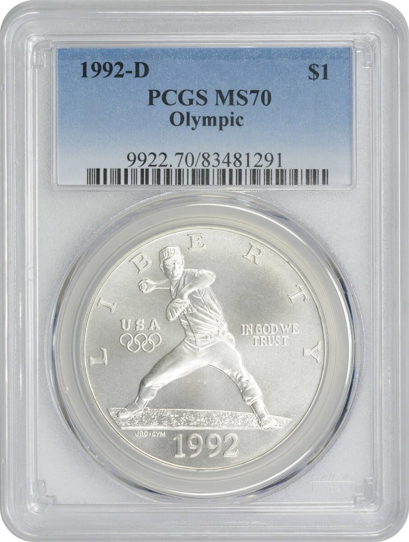 1992-D Olympic Silver Dollar MS70 PCGS Commemorative Coin (1 of 2)