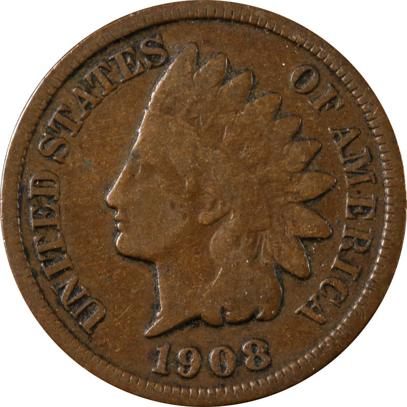 1908-S Indian Cent Copper Coin San Francisco Circulated (1 of 2)