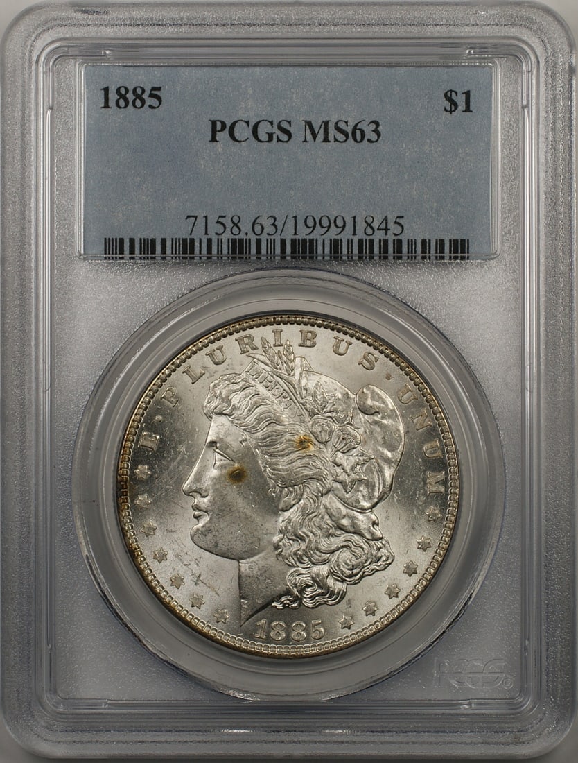1885 Morgan Silver Dollar Coin $1 PCGS MS 63 Uncirculated (1 of 2)
