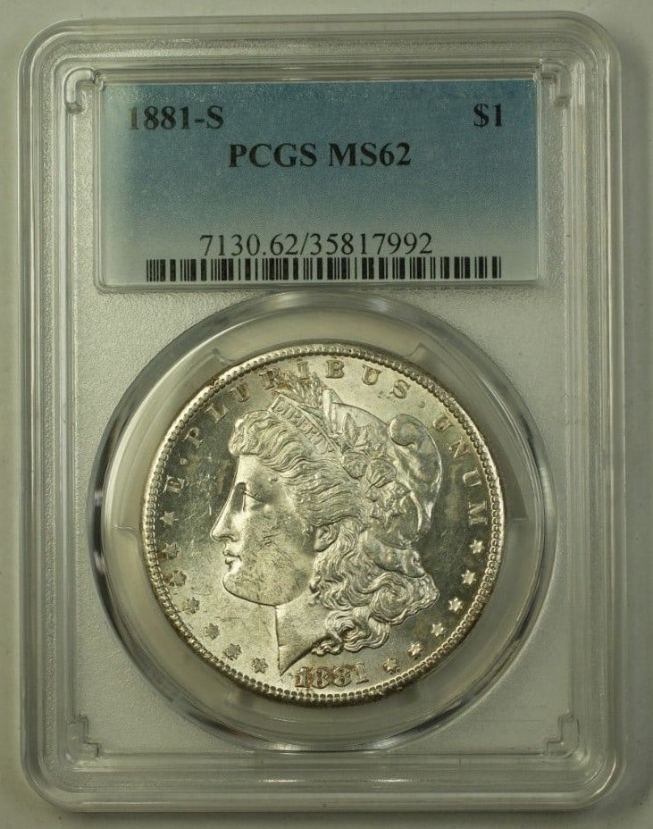 1881-S Morgan Silver Dollar $1 Coin PCGS MS62 San Francisco (1 of 2)