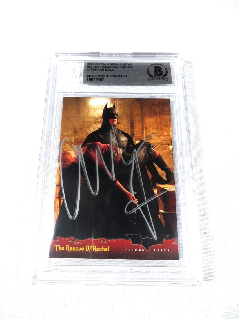Christian Bale Autographed Trading Card 2005 Batman Begins #62 Beckett Authenticated (1 of 2)