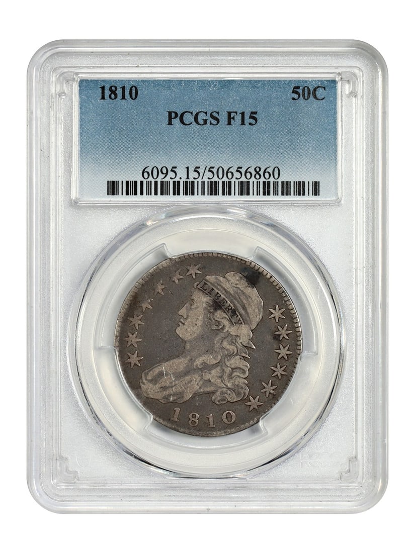 PCGS Graded 1810 Capped Bust Half Dollar 50C Fine 15 (1 of 4)