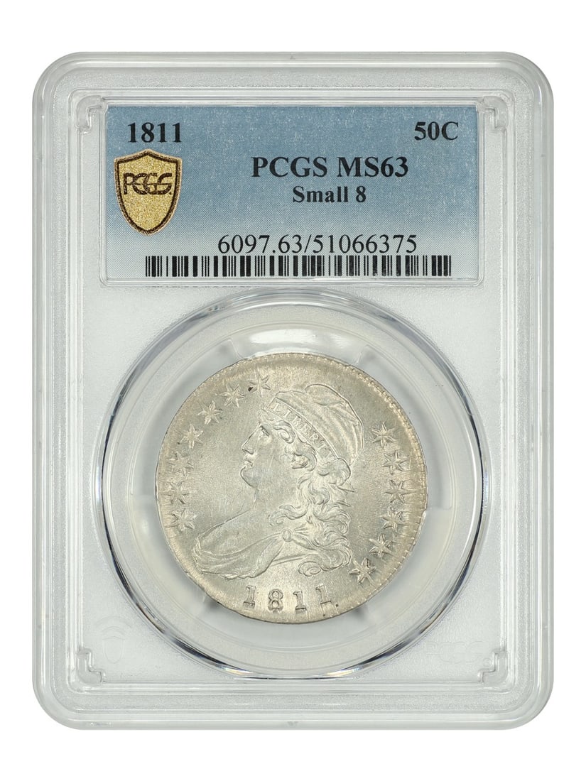 1811 Small 8 Capped Bust Half Dollar PCGS MS63 Certified 50C (1 of 4)
