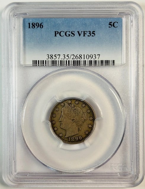 1896 P Liberty Head Nickel Certified PCGS VF-35 (1 of 2)