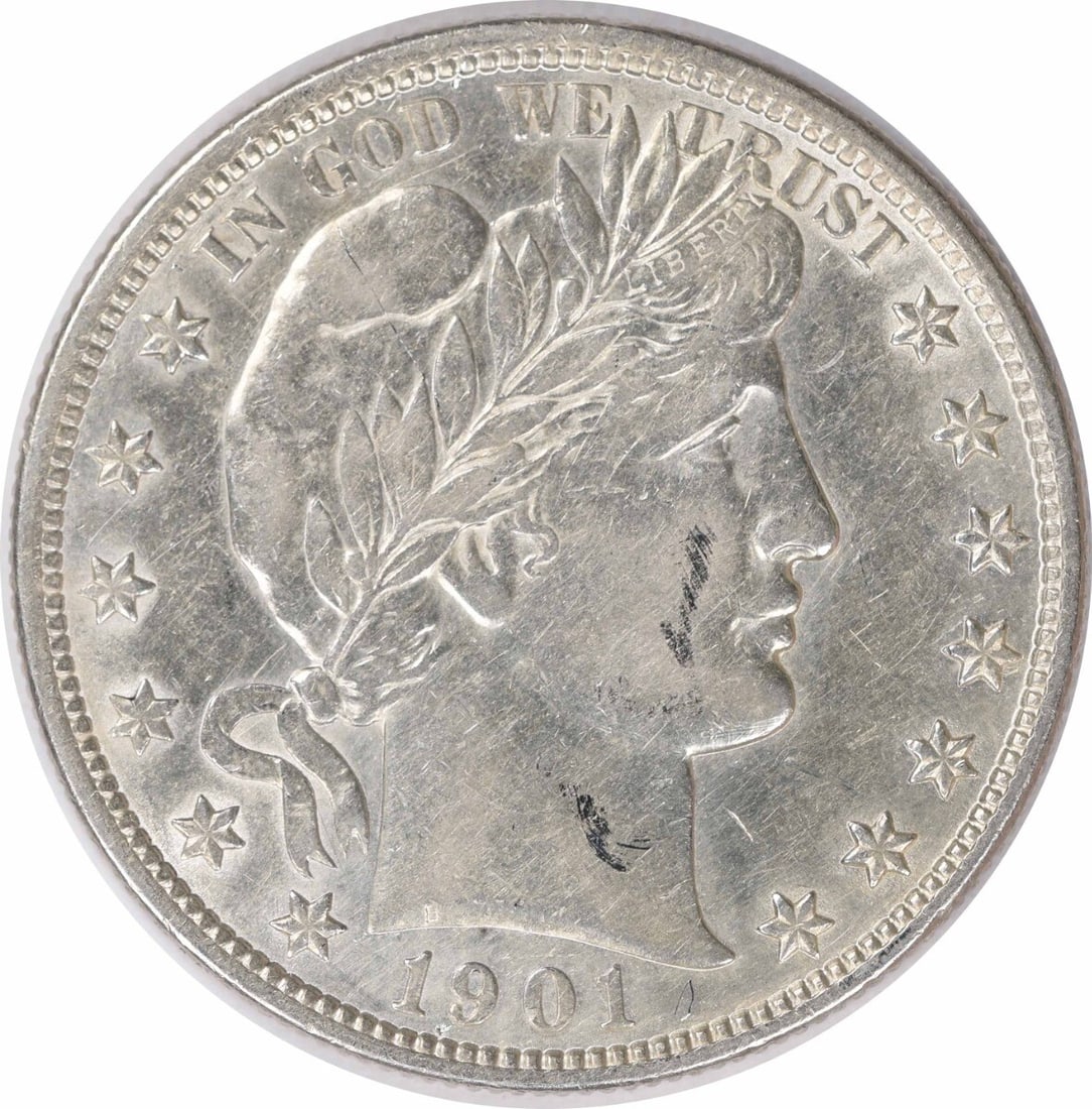 1901 Barber Silver Half Dollar 50C AU Uncertified Philadelphia Mint (1 of 2)