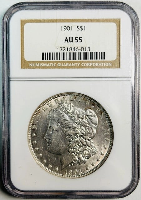NGC AU 55 1901 US Silver Dollar Coin (1 of 2)