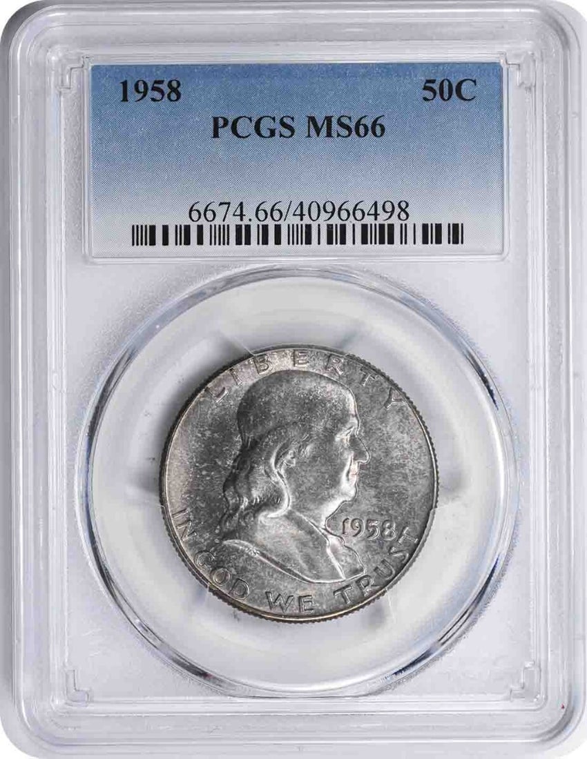 1958 Franklin Half Dollar MS66 PCGS 90% Silver Uncirculated (1 of 2)