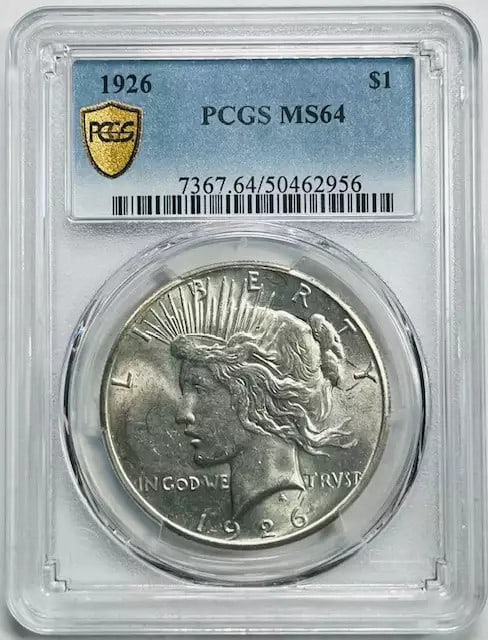 1926 P Peace Dollar PCGS MS64 Uncirculated Silver Coin (1 of 3)