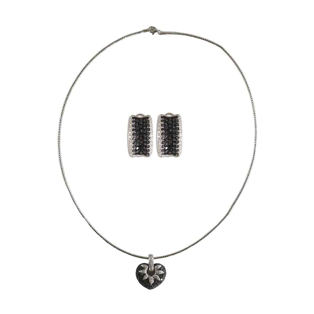 Elegant 18K 14K White Gold Black White Diamond Jewelry Set (1 of 10)