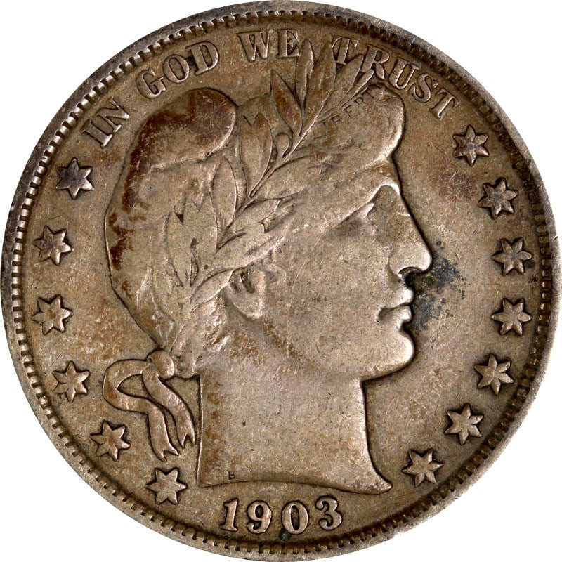 1903 Philadelphia Mint Silver Barber Half Dollar Coin (1 of 2)