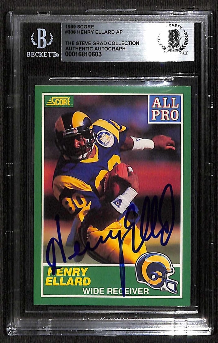 Henry Ellard Signed 1989 Score Football Card Beckett Authenticated (1 of 1)