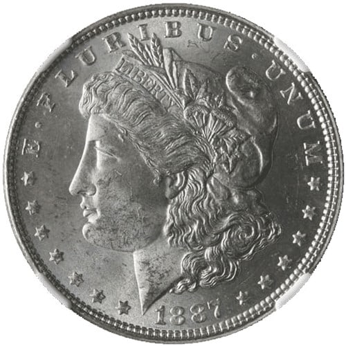 1887-P Morgan Silver Dollar NGC MS64 Blast White Coin (1 of 3)