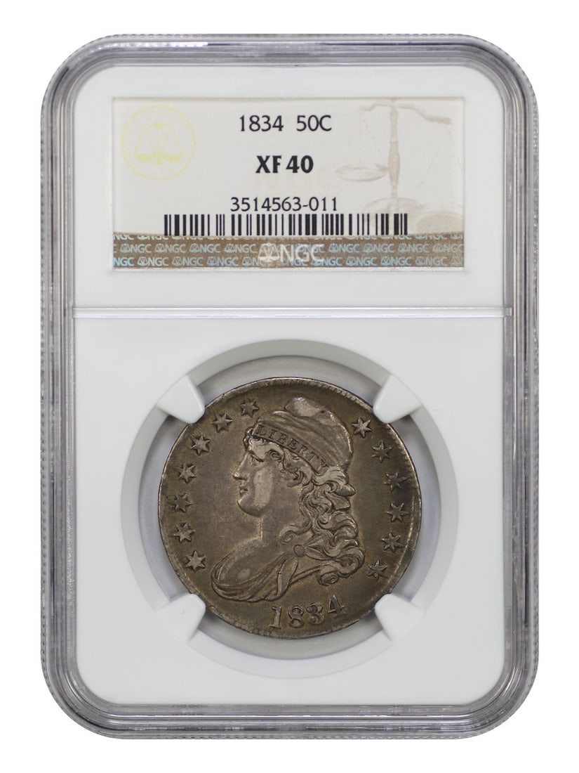 1834 Capped Bust Half Dollar 50C NGC XF40 Large Date Small Letters (1 of 4)